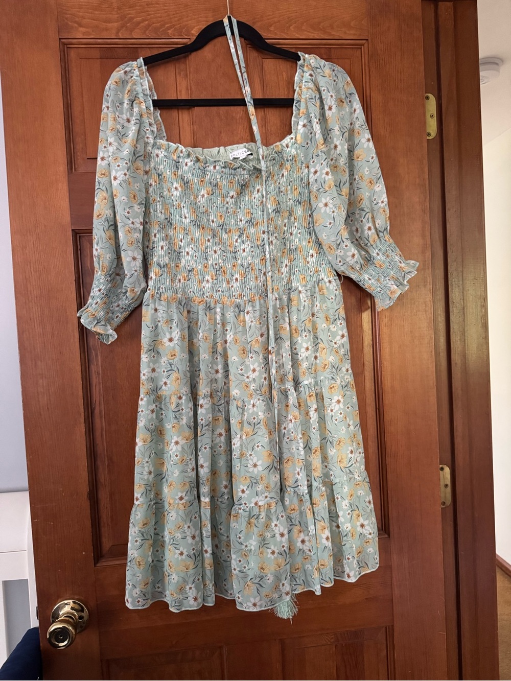 NWOT Baltic born XL Sage Floral Smocked Midi Dress